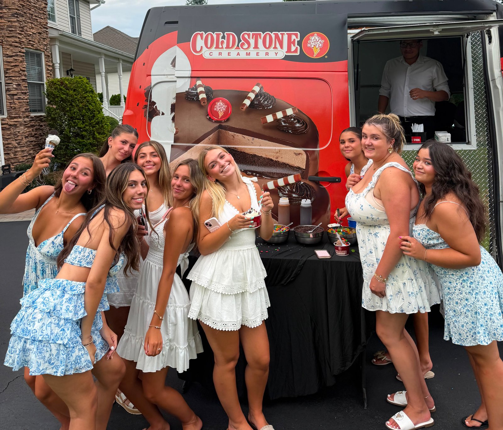 Guests celebrating at the Cold Stone ice cream truck